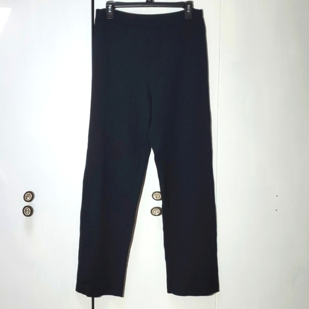 Eileen Fisher| Womens Black Pull On Straight Leg Trousers Dressy Neutral Sz.S